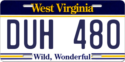 WV license plate DUH480