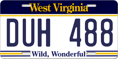 WV license plate DUH488