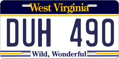 WV license plate DUH490