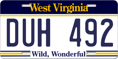 WV license plate DUH492