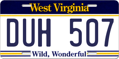 WV license plate DUH507