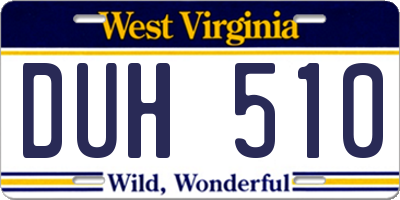WV license plate DUH510
