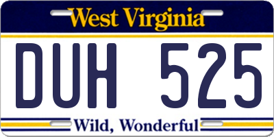 WV license plate DUH525