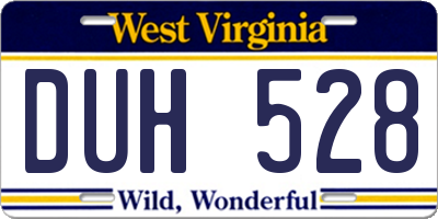 WV license plate DUH528