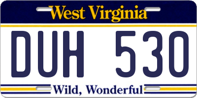 WV license plate DUH530