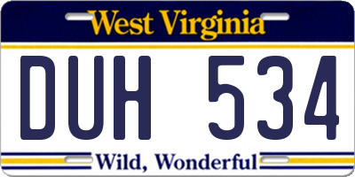 WV license plate DUH534