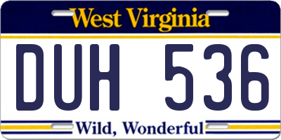 WV license plate DUH536