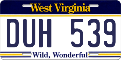 WV license plate DUH539