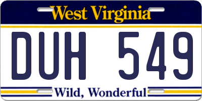 WV license plate DUH549
