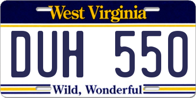 WV license plate DUH550