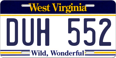 WV license plate DUH552