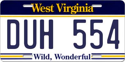 WV license plate DUH554