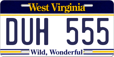 WV license plate DUH555