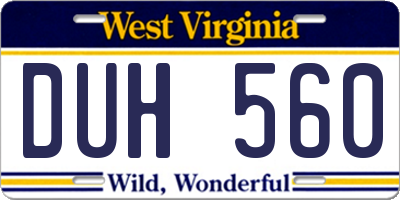 WV license plate DUH560