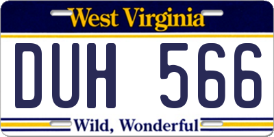 WV license plate DUH566