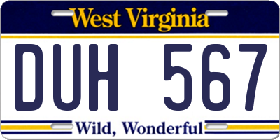 WV license plate DUH567