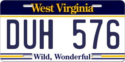 WV license plate DUH576