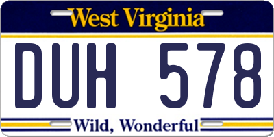 WV license plate DUH578