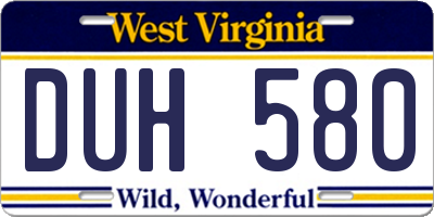 WV license plate DUH580