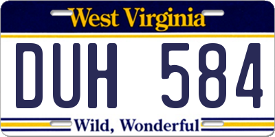WV license plate DUH584