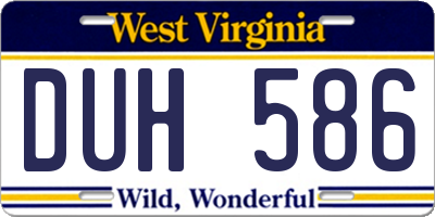 WV license plate DUH586