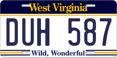 WV license plate DUH587