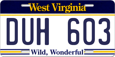 WV license plate DUH603