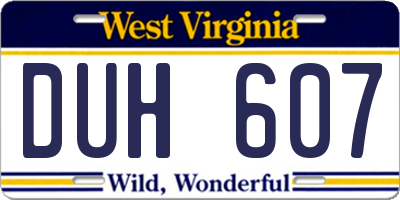 WV license plate DUH607