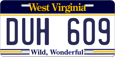 WV license plate DUH609