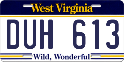 WV license plate DUH613