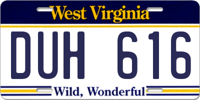 WV license plate DUH616
