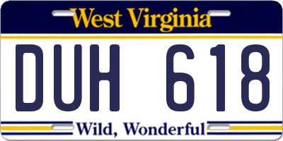 WV license plate DUH618