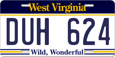 WV license plate DUH624