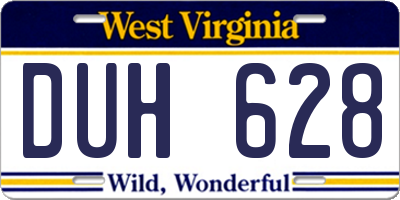 WV license plate DUH628