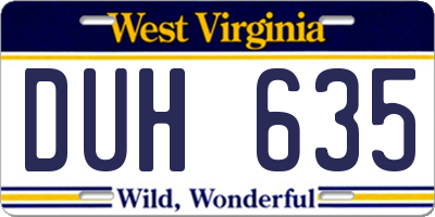 WV license plate DUH635