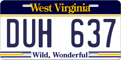 WV license plate DUH637
