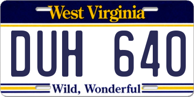 WV license plate DUH640