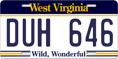 WV license plate DUH646