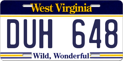 WV license plate DUH648