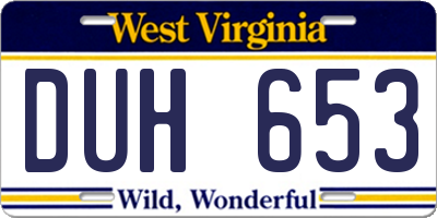 WV license plate DUH653