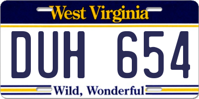 WV license plate DUH654