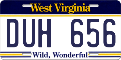 WV license plate DUH656