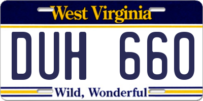 WV license plate DUH660