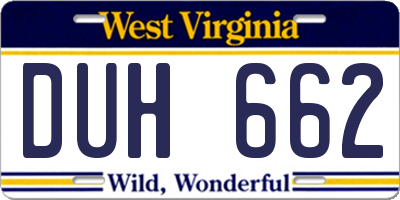 WV license plate DUH662