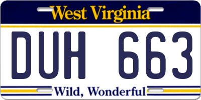 WV license plate DUH663