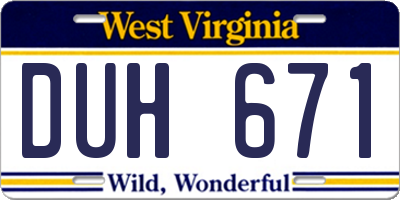 WV license plate DUH671