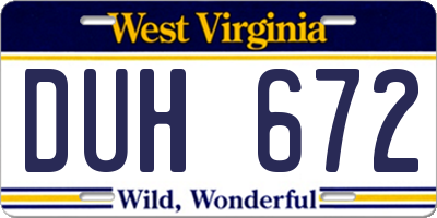WV license plate DUH672