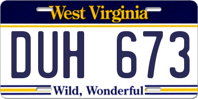 WV license plate DUH673