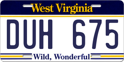WV license plate DUH675