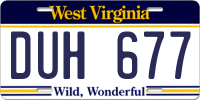 WV license plate DUH677